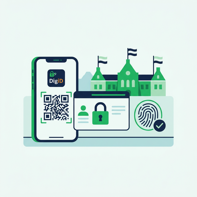 Illustration of DigiD app and digital identity