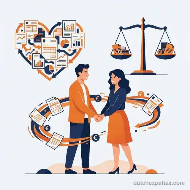 Illustration of a couple managing joint finances and tax optimization