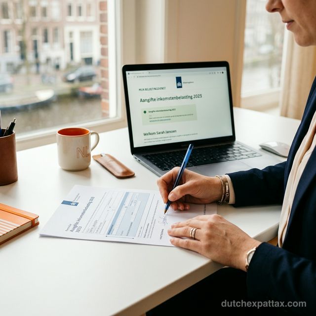 Professional reviewing Dutch 30% ruling application materials