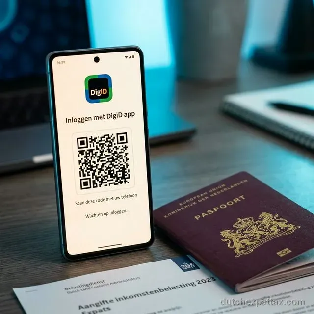 Expat setting up DigiD securely to access Dutch tax services