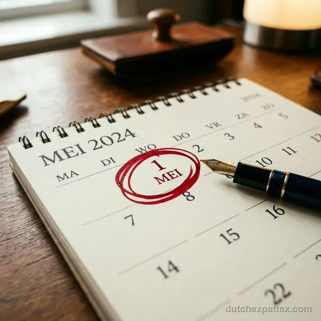 A calendar focused on the Dutch tax filing deadline